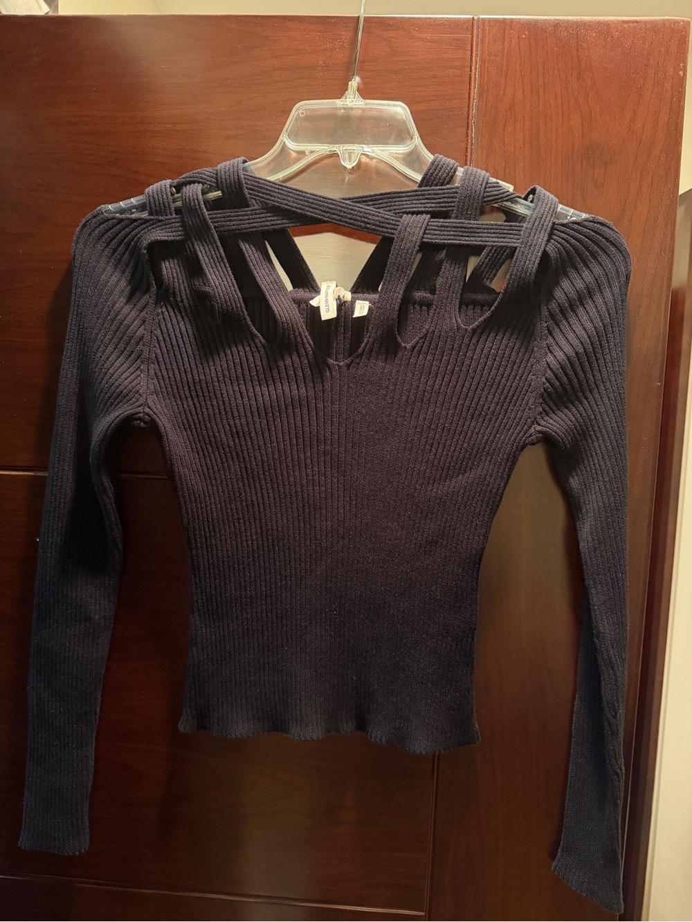 Brand New H&M GLENN MARTENS black long sleeve top with cut out detail. Size M
